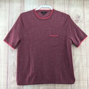 J. Crew Short Sleeve Sweater Merino Wool Sz Xlarge Maroon Burgundy Classic Work